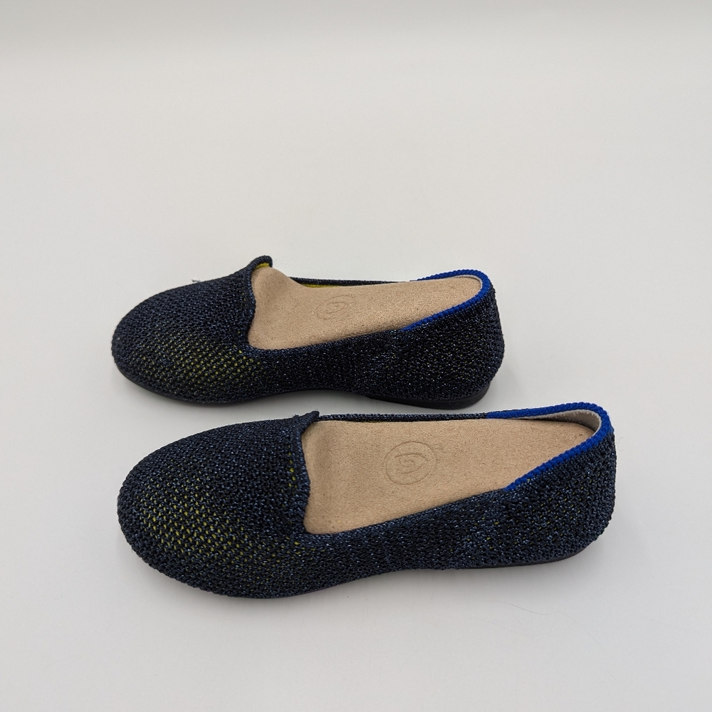 Rothy’s Girls Loafer Night Sparkle Navy Blue Metallic Slip On Kids Shoes Size 10 - Picture 3 of 7